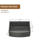 33''x 22'' Stainless Steel Kitchen Sink and Kitchen Faucet Set with Cutting Board, Roller Blind, Drain Basket, Drain Grid and Drainer