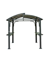 Mondawe 8x5FT Arc Roof Bbq Gazebo Grill Tent for Patio Garden Backyard Canopies