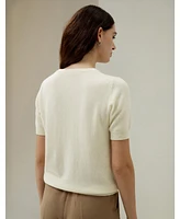 Baby Cashmere Crew Neck Knit Top for Women