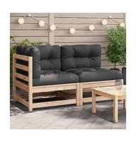 Patio Sofa with Cushions 2-Seater Solid Wood Pine