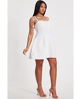 Quiz Women's Mini Scuba Foam Dress With Trailing Floral Trim