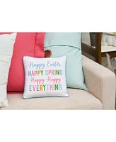 10" x 10" Multicolor "Happy Easter, Happy Spring, Happy Everything" Embroidered Small/Petite Accent Throw Pillow