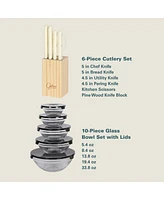 Gibson Home 74 Piece Kitchen Combo Set: Cookware, Dinnerware, Cutlery, Flatware, Tools & Gadgets, storage and Glassware