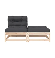 Patio Sofa Armless with Cushions and Footstool