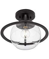 Possini Euro Oblys 12"W Black Ceiling Light with Clear Glass - Possini Euro Design