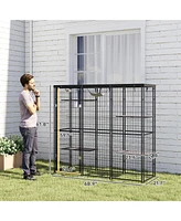 PawHut Weld Wire Catio Outdoor Indoor w/ Waterproof Cover, for 1-3 Kittens