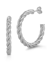 Rachel Zoe Sterling Silver Large Twist Hoop Earrings