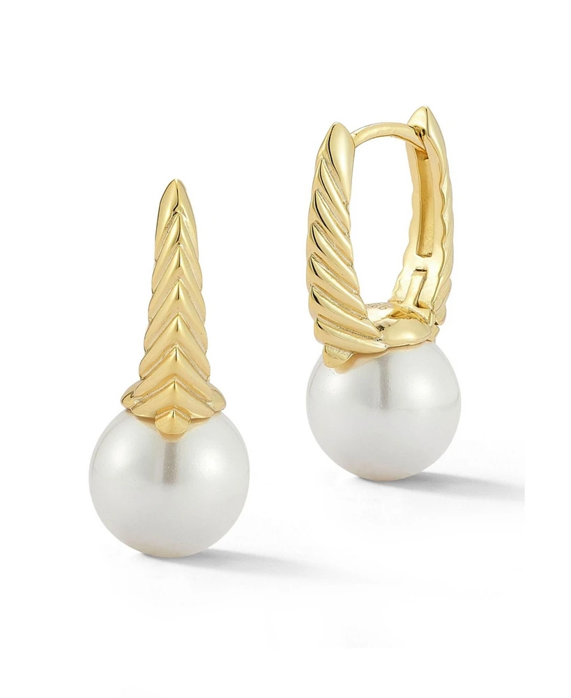 Rachel Zoe 14K Gold Plated Sterling Silver Pearl Huggie Hoop Earrings