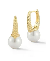 Rachel Zoe 14K Gold Plated Sterling Silver Pearl Huggie Hoop Earrings