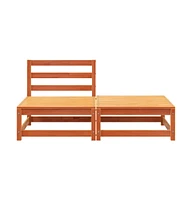 Patio Sofa Armless with Footstool Wax Brown Solid Wood Pine