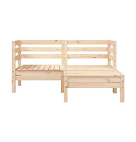Patio Sofa 2-Seater with Footstool Solid Wood Pine