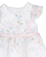 Rare Editions Baby Girls Floral Embroidered Mesh Social Dress