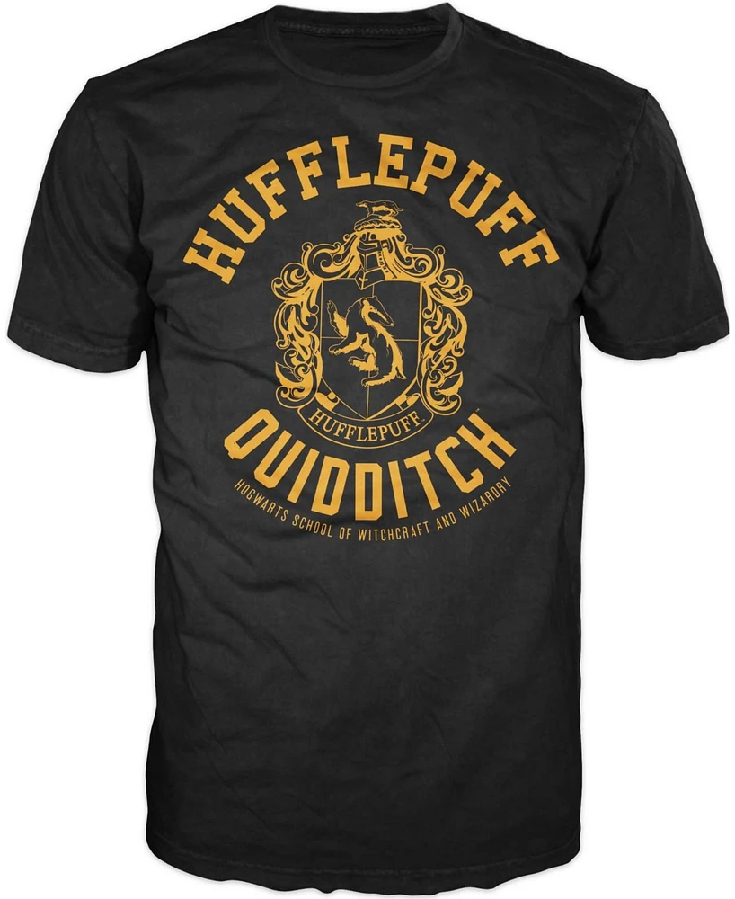 Harry Potter Hufflepuff House Quidditch Logo Mens Black Graphic Tee Shirt - 3XL