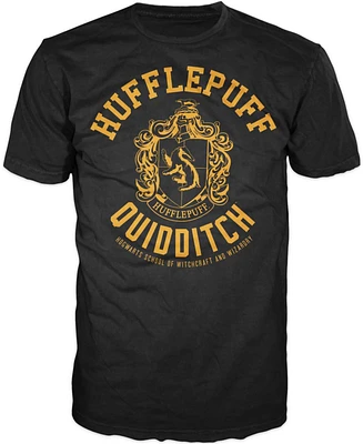 Harry Potter Men's Hufflepuff House Quidditch Logo Black Graphic Tee Shirt - 3XL