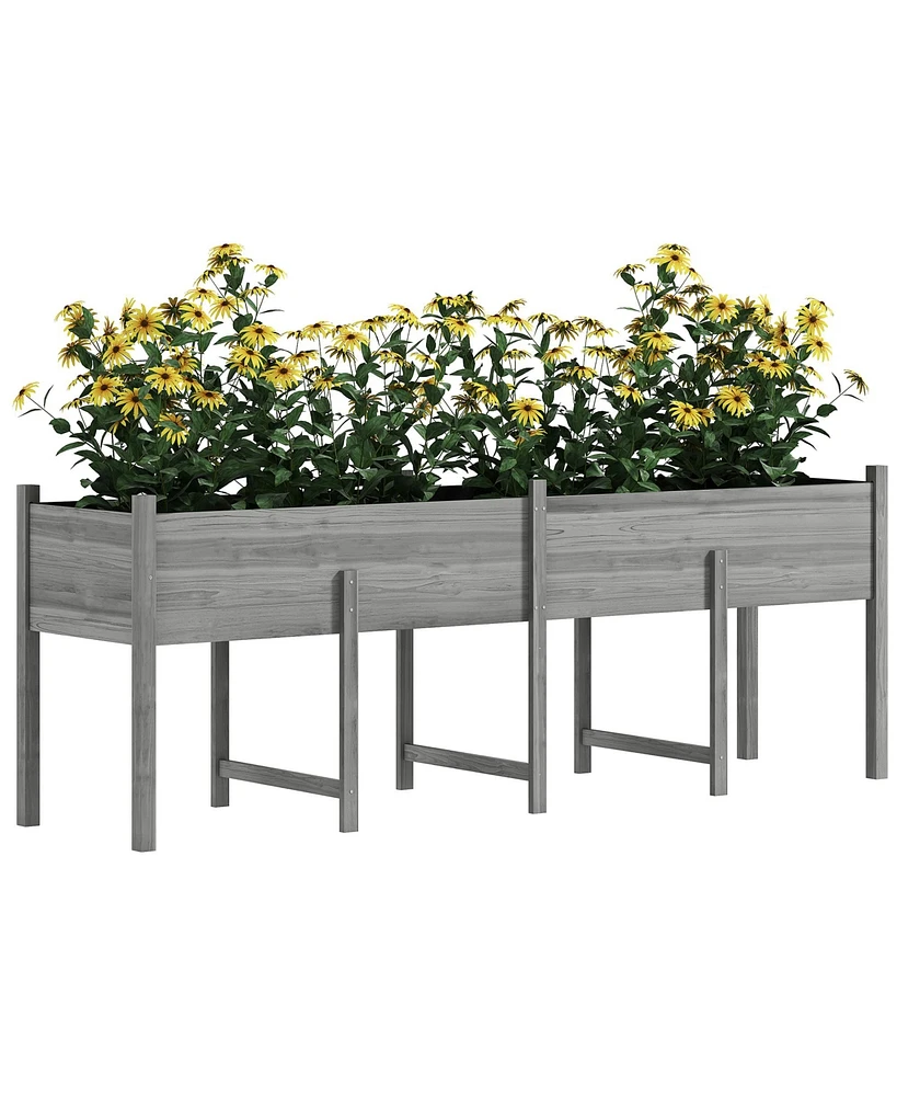 Outsunny Extra Large Wooden Planter Box with Legs & Drain Holes, Natural