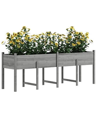 Outsunny Extra Large Wooden Planter Box with Legs & Drain Holes,