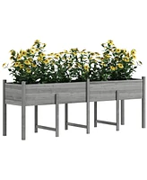 Outsunny Extra Large Wooden Planter Box with Legs & Drain Holes, Natural