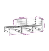 Patio Sofa with Footstool 2-Seater Wax Brown Solid Wood Pine