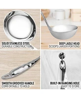 Stainless Steel 13" Soup Ladle - Comfort Grid Steel Ladle with Long Handle and Ample Bowl Capacity Perfect for Stirring, Serving Soups and More
