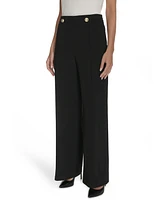 Halston Women's Button-Trim Straight-Leg Pants