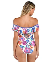 La Blanca Women's Paradiso Off-The-Shoulder Ruffled Swimsuit