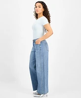 And Now This Petite Studded Mid-Rise Wide-Leg Jeans, Exclusively at Macy's