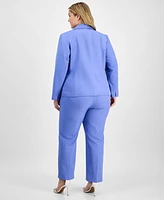 Le Suit Plus Pinstriped Notch-Collar One-Button Jacket & Straight-Leg Mid-Rise Pants