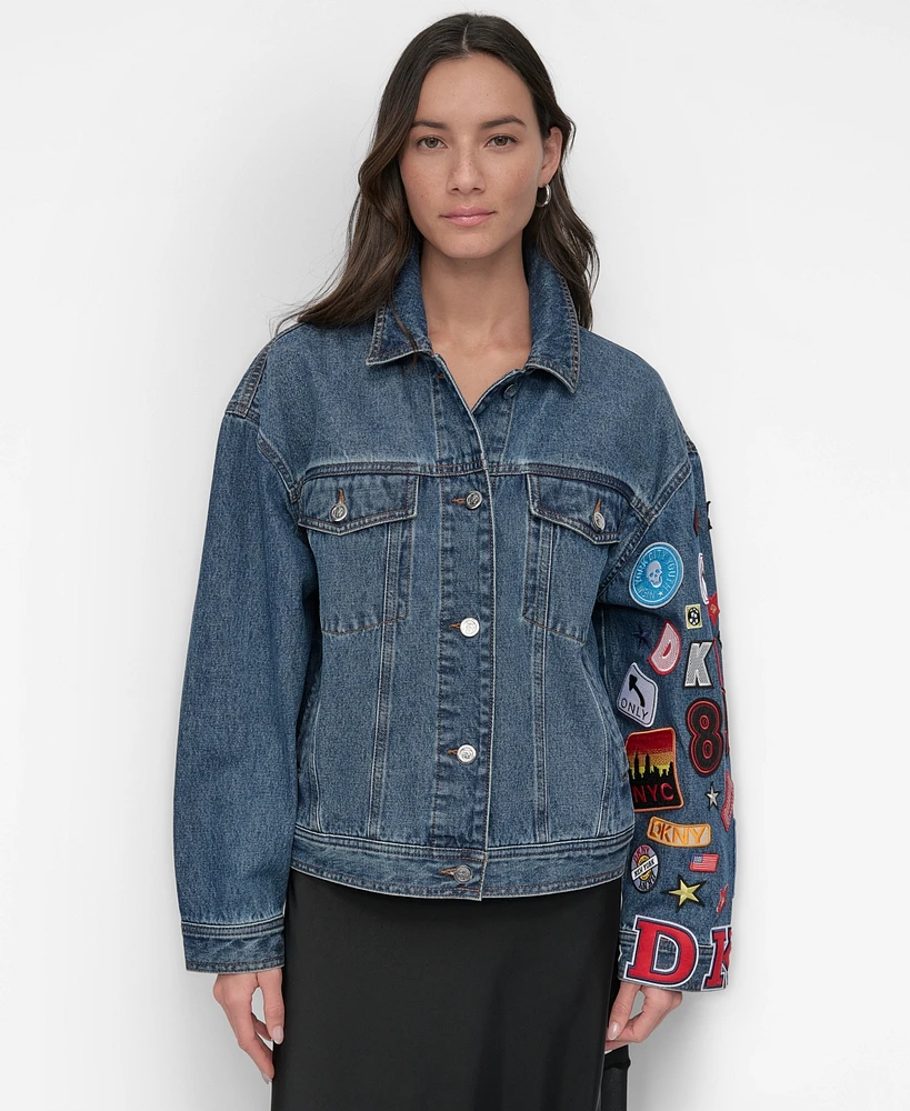 Dkny Women's Patchwork Denim Jacket