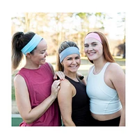 Women's Pack of Wide Training Headbands - Blue + Grey + Pink