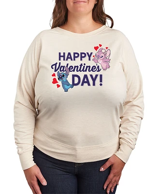 Hybrid Apparel Plus Stitch Happy Valentine's Day Crew Neck T-Shirt