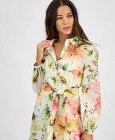 Guess Women's Faith Floral-Print Belted Shirtdress