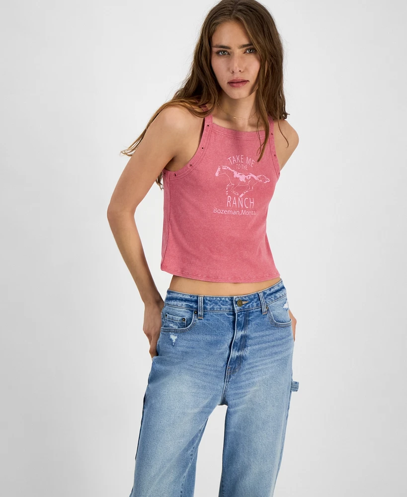 Love Tribe Juniors' Take Me to the Ranch Graphic Tank Top