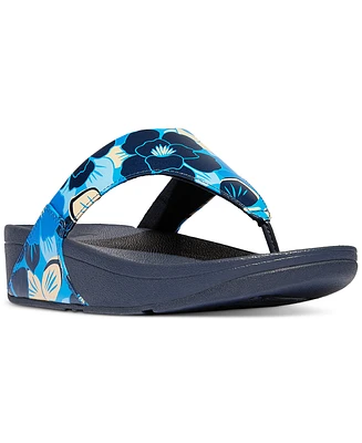 FitFlop Women's Lulu Flowerz Leather Toe-Post Wedge Sandals