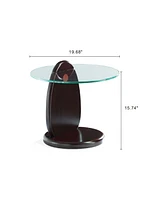 Manhattan Comfort 19.68" Artesia Modern Tempered Glass Top End Table