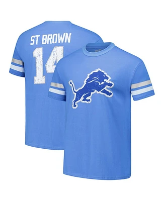 Majestic Men's Amon-Ra St. Brown Blue Detroit Lions Oversized Player Name Number T-Shirt