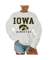 Gameday Couture Women's White Iowa Hawkeyes Freestyle Fleece Pullover Sweatshirt