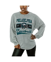 Gameday Couture Women's Gray Philadelphia Eagles Snow Wash Oversized Long Sleeve T-Shirt