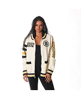 The Wild Collective Men's and Women's Cream Boston Bruins Jacquard Full-Zip Sweater