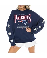 Gameday Couture Women's Navy New England Patriots Rhinestone Star Sleeve Settle the Score Tri-Blend Pullover