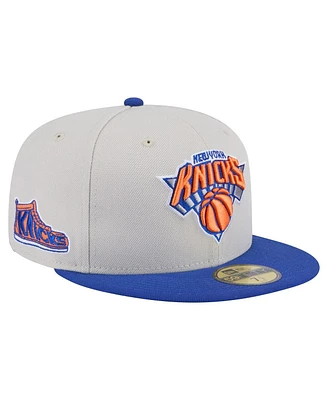 New Era Men's York Knicks Stone Victory Grove Vintage Sidepatch Sneaker 59FIFTY Fitted Hat