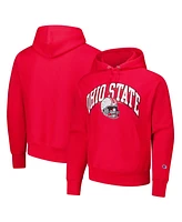 Champion Men's Scarlet Ohio State Buckeyes Vault Late Night Reverse Weave Pullover Hoodie