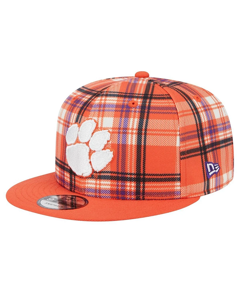 New Era Men's Orange Clemson Tigers Plaid 9FIFTY Snapback Hat