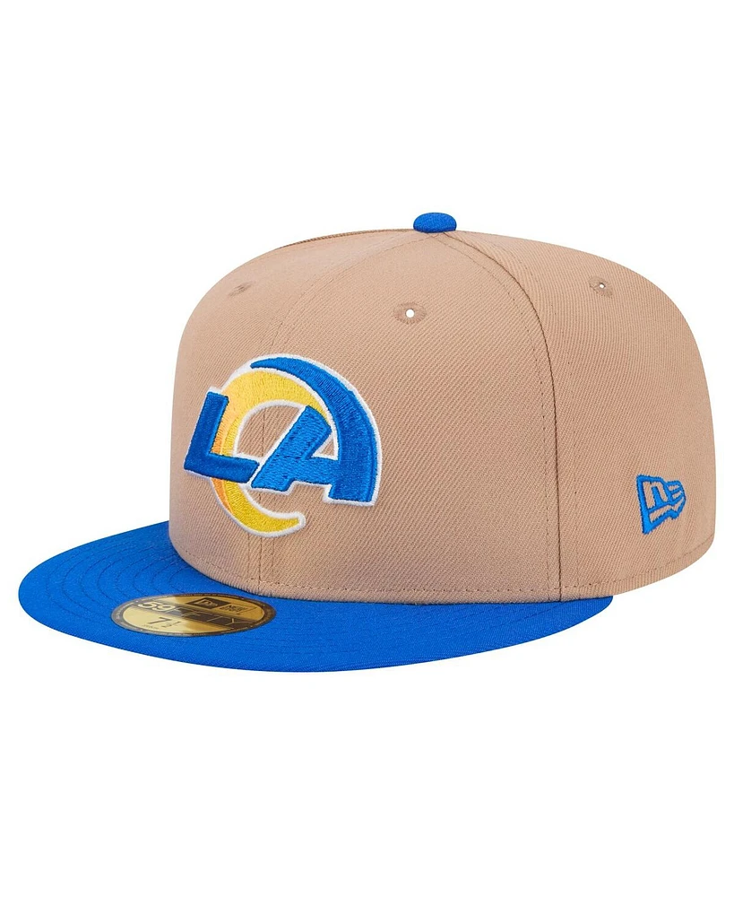 New Era Men's Tan/Royal Los Angeles Rams Logo Main 59FIFTY Fitted Hat