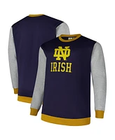 Fanatics Men's Navy Notre Dame Fighting Irish Contrast Sleeve Large Chest Big Tall Pullover Sweatshirt