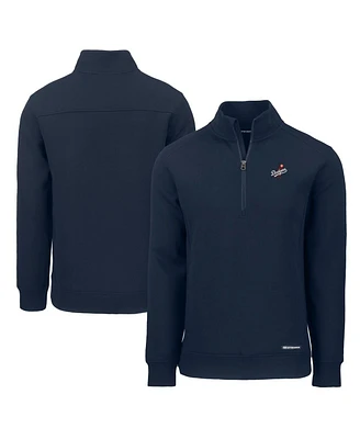 Cutter Buck Men's Navy Los Angeles Dodgers Cooperstown Collection Roam Eco Quarter-Zip Pullover