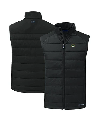 Cutter & Buck Men's Black Green Bay Packers Primary Mark Evoke PrimaLoft Hybrid Eco Softshell Full-Zip Vest