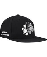 Mitchell & Ness Men's Black Chicago Blackhawks Team Snapback Hat