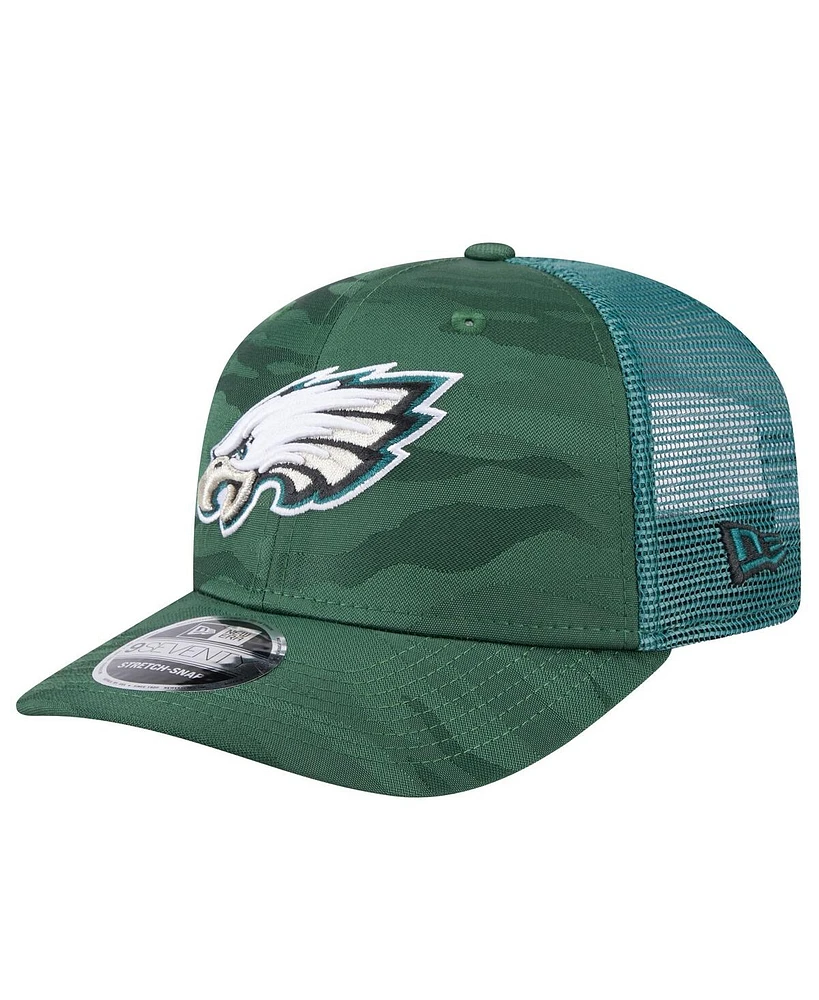 New Era Men's Midnight Green Philadelphia Eagles Adventure Camo Trucker 9SEVENTY Stretch-Snap Adjustable Hat