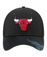 New Era Men's Black Chicago Bulls Sport Night Visor Hit 39THIRTY Flex Hat