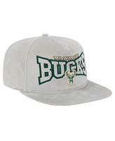 New Era Men's Gray Milwaukee Bucks Throwback Corduroy Golfer Snapback Hat